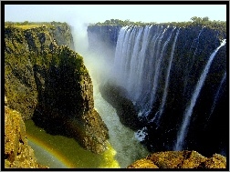 Zambia, Skały, Wodospad, Victoria